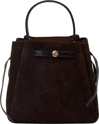 Tory Burch Romy Suede Bucket Bag - Dames - Schoudertassen - Bruin - ONE Size - Leer - Tassen