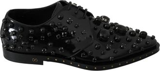 Dolce & Gabbana Loafers van lakleer met versieringen - Dames - Veterschoenen - Zwart - 39 EU - Leer - Schoenen