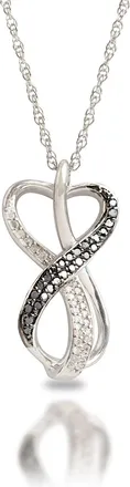 MAX + STONE Sterling Silver 0.2 Carat White & Black Diamond Infinity Heart Necklace with Adjustable 18-20 Rope Chain
