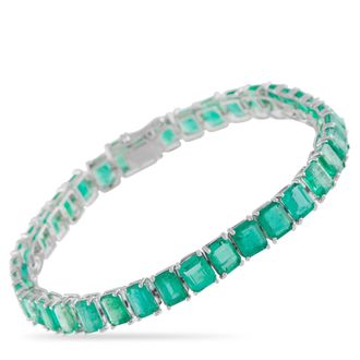 Luxury Bazaar Platinum 26.87ct Emerald Line Bracelet MF08-040626