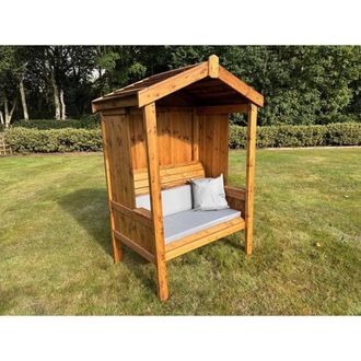 Charles Taylor Trading Two Seater Imperial Arbour - L80 x W129 x H183 cm in Light Brown