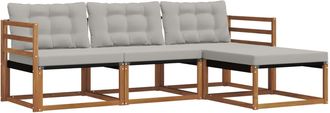 vidaXL Conjunto De Sof&aacute;s De Exterior 4 Uds. Natural Y Gris Claro Vidaxl