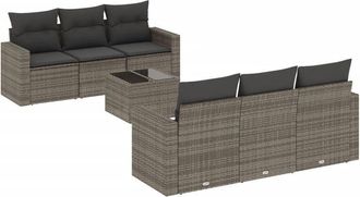 vidaXL Set De Sof&aacute;s De Jard&iacute;n 7 Piezas Con Cojines Rat&aacute;n Pe Gris Vidaxl