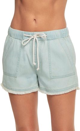 Elan Raw Hem Seashell Shorts In Light Blue