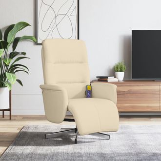 vidaXL Vidaxl - Sill&oacute;n Reclinable De Masaje Con Reposapi&eacute;s Tela Color Crema
