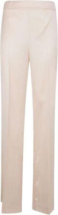 Twinset Rechte Broek - Dames - Straight fit broeken - Beige - M - Leer - Broeken