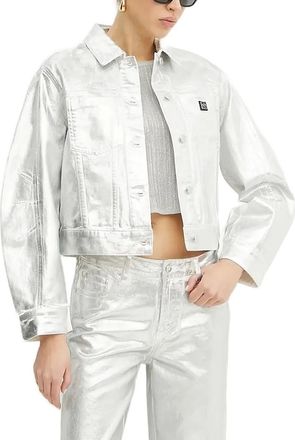 A|X Armani Exchange Giacca denim metallizzata - Argento
