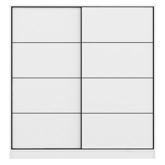 Dmora Armario 2 Puertas Cuvio, Ropero Dormitorio Perchero, 5 Estantes, Apertura Corredera, 180x190h Cm Blanco
