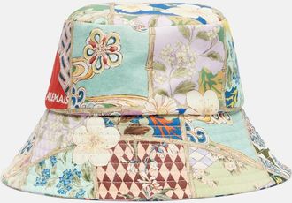 Alemais Alémais Cappello da pescatore Bianca in cotone con stampa floreale