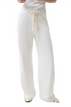 Pistola Denim Jadyn Mid Rise Drawstring Palazzo Jean In Optic White