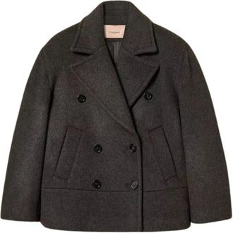 Twinset Caban Jas - Dames - Mantel - Grijs - L - Wol - Jassen