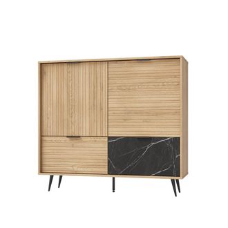 Petits Meubles Buf&eacute; 2 puertas 2 cajones paneles laminados madera y negro