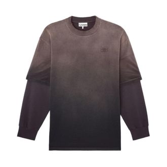 Ganni Sweatshirt met logo-detail en laagjes - Dames - Sweatshirts - Veelkleurig - S - Katoen - Hoodies & sweatvesten