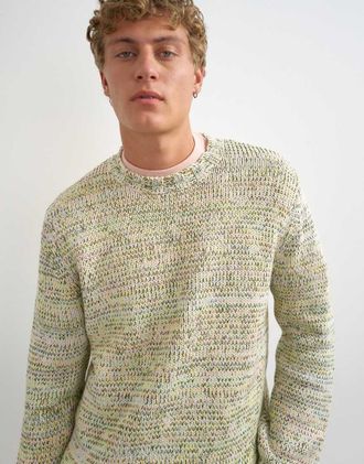 Topman maglione corto relaxed fit in maglia ritorta color pastello-Multicolore