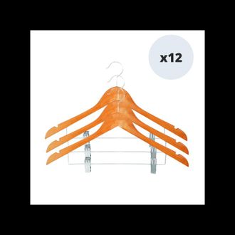 MSV Juego De 12 Perchas De Madera Con Clips Msv