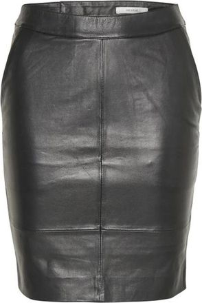 Gestuz Leren Mini Rok - Dames - Leren & Su&egrave;de rokken - Zwart - XS - Leer - Rokken