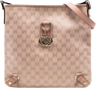 Gucci Pre-owned Cross Body Bags, female, Pink, Size: ONE SIZE Pre-owned Vintage Canvas Crossbody Bag