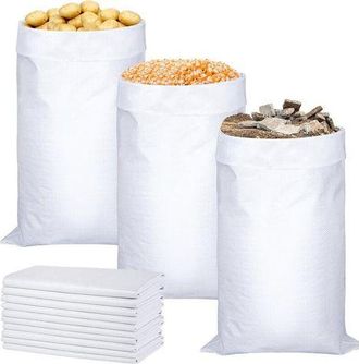 OEM 20 Bolsas Blancas Tejidas De Polipropileno De 60 X 105 Cm, Bolsa Para Escombros De 50 Kg, Bolsa Grande Reutilizable Para Residuos De Cereales, Piensos