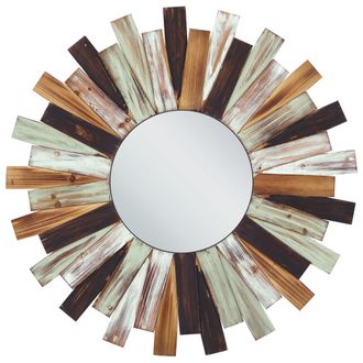 Beliani Beliani - Espejo De Pared De Madera De Abeto Clara Blanco Verde 75 Cm Accesorio Tampico