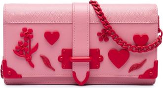 Prada Pre-owned Prada Saffiano Trimmed City Calf Cahier Heart and Flower Wallet on Chain Ladies E1X6AX60YBEQ88F8