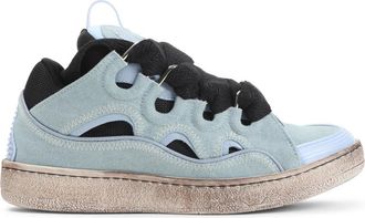 Lanvin Curb Leather Sneakers - Heren - Sneakers - Blauw - 43 EU - Katoen - Schoenen