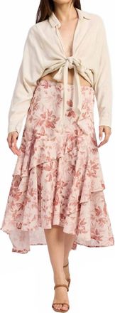 En Saison Sedona Ruffle-Hem Midi Skirt In Pink