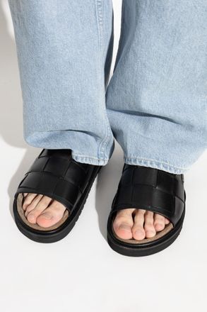 AllSaints Leather Slides Randal, Mens, Black