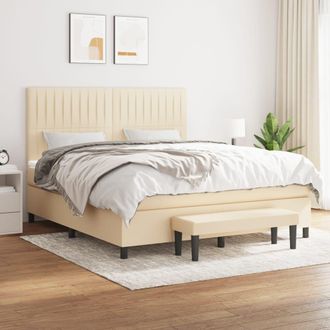 vidaXL Vidaxl - Cama Box Spring Con Colch&oacute;n Tela Color Crema 160x200 Cm