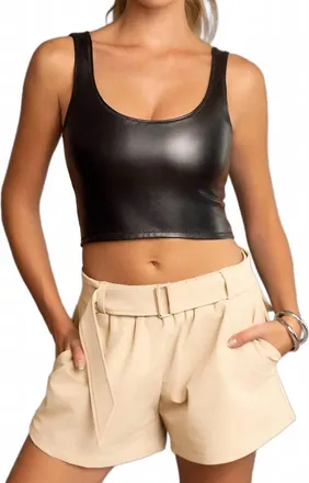 Heroine Sport Leather Tank Top In Black