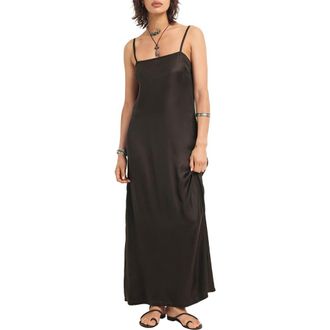 Vitamin A Rhea Sleeveless Satin Cover-Up Maxi Dress in Deep Earth at Nordstrom, Size X-Small