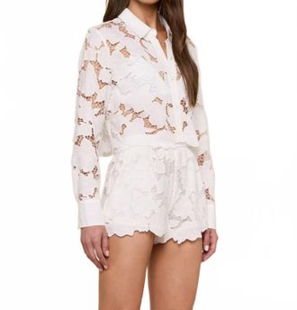 L'agence Seychelle Cropped Eyelet Blouse In White