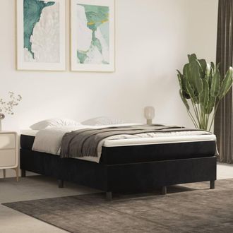 Berkfield Home Box Spring Bed Frame Black 135x190 cm Double Velvet