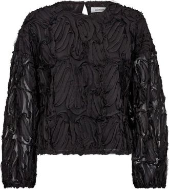 Co'Couture Overhemden, Dames, Zwart, L, Polyester, Fluffy Blouse met Lange Mouwen