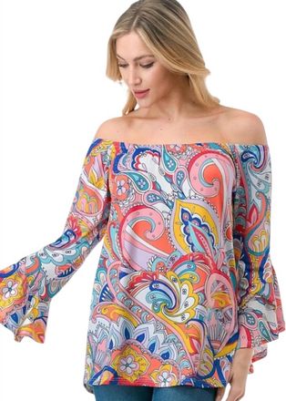 Vava Julia Off Shoulder Top In Summer Paisley
