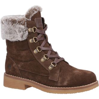 Hush Puppies Florence Su&egrave;de Dames Chocolade Brede Fit Winter Enkellaarsjes