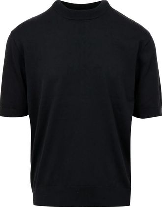 Laneus Gebreid T-shirt met korte mouwen - Heren - T-shirts - Zwart - M - Katoen - Tops
