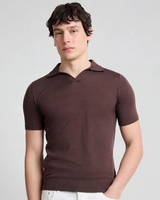 Onia Extra Fine Merino Wool Short Sleeve Johnny Collar Polo in Espresso at Nordstrom, Size Medium