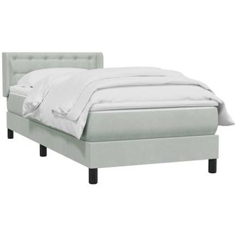 vidaXL Cama Box Spring Con Colch&oacute;n Terciopelo Gris Claro 80x220 Cm Vidaxl