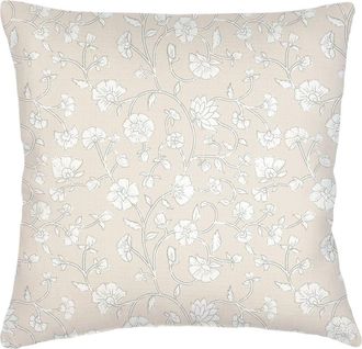 Anaya with Love Jaipur Floral Linen Euro Pillow with Down Alternative Insert in Beige at Nordstrom, Size 26X26