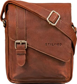 STILORD Ryder Small Brown Leather Messenger Bag Mens Crossbody Bag Men Vintage Shoulder Bags Genuine Leather Handbag Man with Magnetic Closure Anti Theft