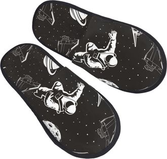 Generic Women Men House Slippers Astronaut Floating In Space Ladies House Slippers Adults Lining WomenS Slipper, For Hotel, Travel, Indoor Outdoor, L