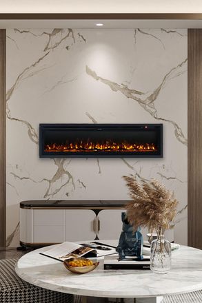 Living and Home 40 Inch 3-in-1 Electric Fireplace 1800W with Remote Control, 12 Adjustable Flame, 3 Installation Types