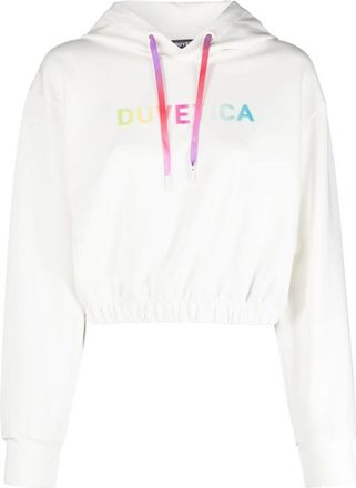 Duvetica Cropped Logo Hoodie - Dames - Hoodies - Wit - L - Hoodies & sweatvesten