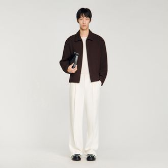 Sandro Waffled regular collar zip jacket