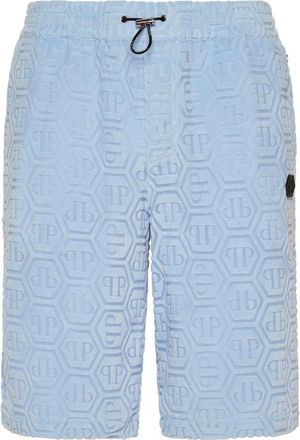 Philipp Plein Korte Broeken, Heren, Blauw, S, Katoen, Short Broeken Cool Kid Fit Jacquard