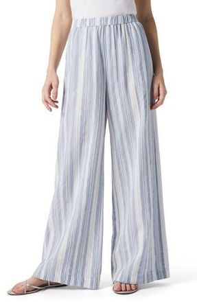 Splendid Raegan Stripe Wide Leg Pants in White/Seaport at Nordstrom Rack, Size Small