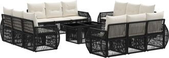vidaXL Conjunto De Sof&aacute;s De Jard&iacute;n 13 Uds. Negro Y Blanco Crema Vidaxl