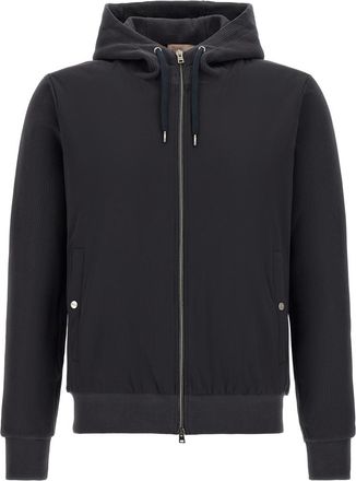 Herno Navy Blue Zip Up Hood Jacket