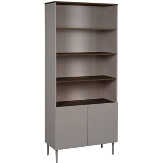 Sweeek Shelving unit bookcase metal and wood decor 6 levels grey and walnut - Ashton