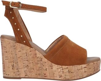 Nero Giardini Wedge Sandaal - Dames - Sleehakken - Bruin - 40 EU - Leer - Schoenen
